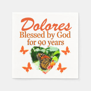 90TH BIRTHDAY PERSONALIZED BUTTERFLY NAPKINS