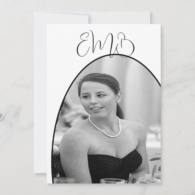 90th Birthday Photo Black White Elegant Birthday Invitation (Back)