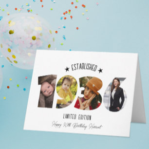 90th birthday Photo Collage established 1936 Thank You Card