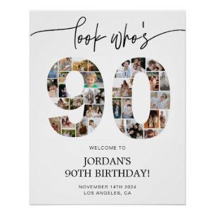 90th Birthday Photo Collage Welcome Poster