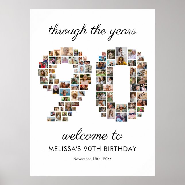 90th Birthday Photo Collage Welcome Poster (Front)