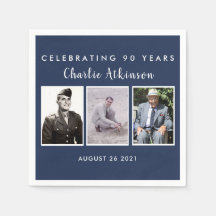 90th birthday photo collate napkins