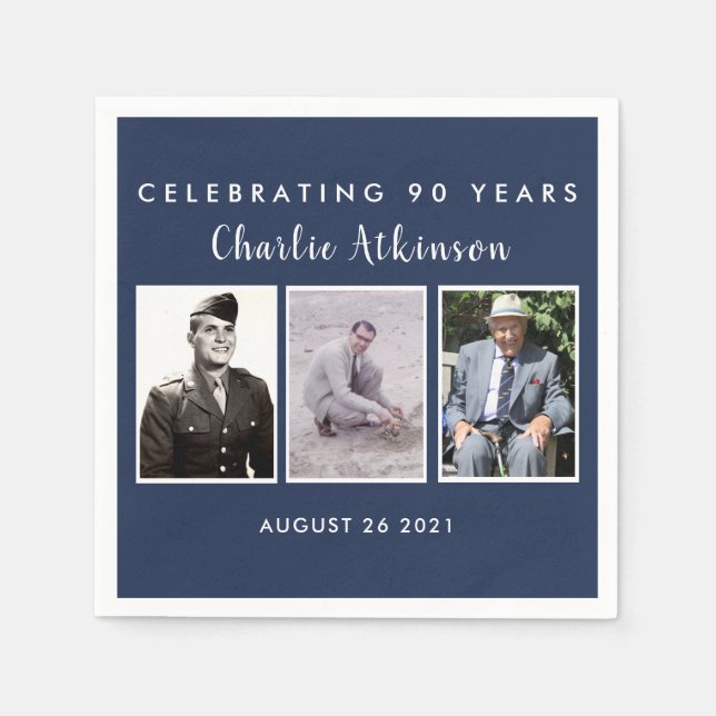 90th birthday photo collate napkins (Front)