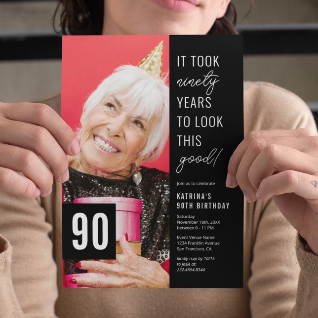 90th Birthday Photo Party Invitation (Creator Uploaded)