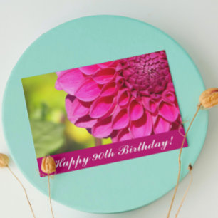 90th Birthday Pink Dahlia Floral Birthday Card