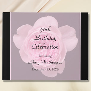 90th Birthday Pink Rose Guest Book