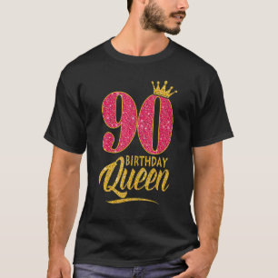 90th Birthday Queen 90 Years Old Girl Crown pink T-Shirt