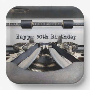 90th Birthday Retro Typewriter Paper Plate
