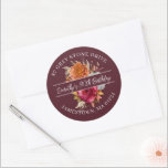 90TH Birthday Return Address Label<br><div class="desc">Add a special touch to your birthday invitation envelopes with this elegant round design. It features a bouquet of fall flowers in the centre. The name is written across the centre on a white strip, and the address is added in curved text above and below the rose bouquet. The flowers...</div>