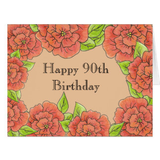 90th Birthday Rose Card