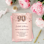 90th birthday rose gold blush stars luxury invitation<br><div class="desc">A modern, stylish and glamourous invitation for a 90th birthday party. A faux rose gold metallic looking background with rose gold and pink dripping stars and a glitter band. The name is written with a modern dark rose gold coloured hand lettered style script. Personalise and add your party details. Number...</div>