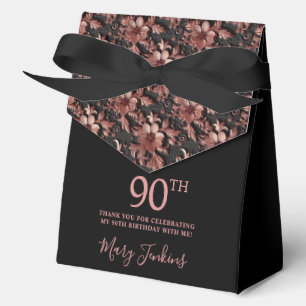 90th Birthday Rose Gold Floral Thank You Favour Box
