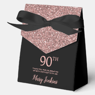 90th Birthday Rose Gold Glitter Thank You Favour Box