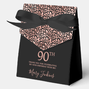 90th Birthday Rose Gold Leopard Print Thank You Favour Box