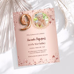 90th Birthday rose gold photo stars invitation<br><div class="desc">A modern,  stylish photo invitation for a 90th birthday party.  A rose gold gradient background,  decorated with stars. Personalise and add your party details.  

1 sheet = 1 invitation printed edge to edge.</div>