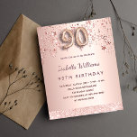 90th birthday rose gold stars budget invitation<br><div class="desc">A modern, stylish and glamourous invitation for a 90th birthday party. A rose gold gradient background with rose gold and pink dripping stars. The name is written with a modern dark rose gold coloured hand lettered style script. Personalise and add your party details. Number 90 is written with a balloon...</div>