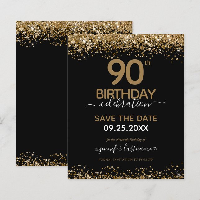 90th Birthday Save the Date Budget Invitation (Front/Back)