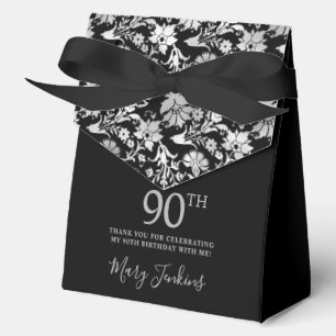 90th Birthday Silver Floral Thank You Favour Box