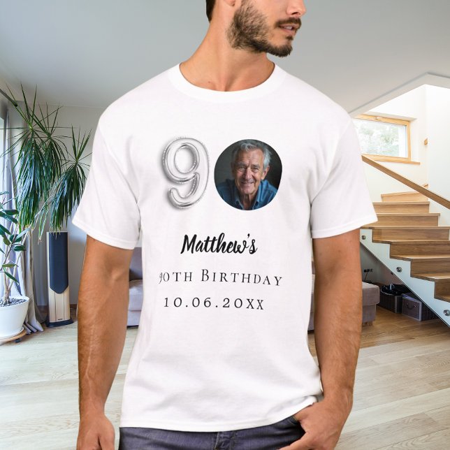 90th birthday silver photo T-Shirt (Creator Uploaded)
