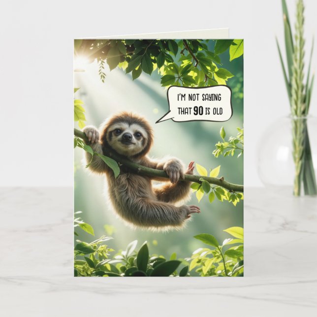 90th Birthday Sloth Humour Card (Front)