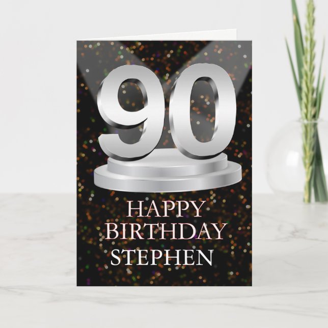 90th Birthday Spotlights Add A Name Card (Front)