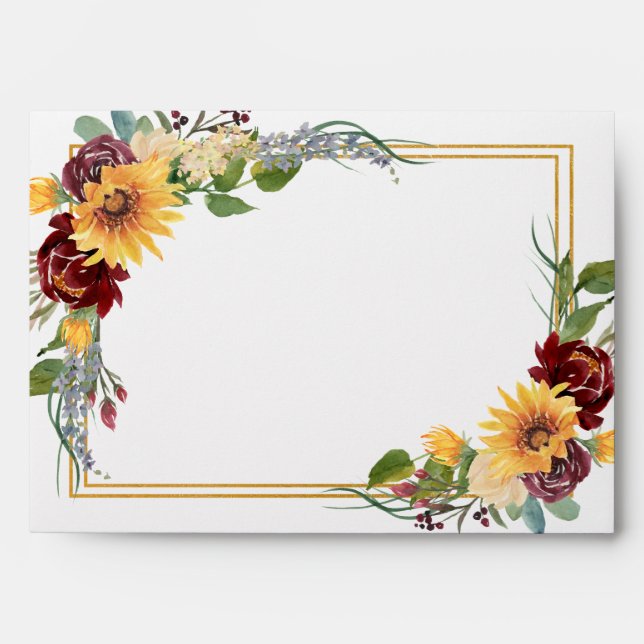 90th Birthday Sunflowers Return Address Envelope (Front)