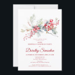 90th Birthday Surprise Party Greenery Red Berry Invitation<br><div class="desc">Invite your guests to a special winter birthday surprise party with this elegant red berry and greenery floral design. Deep red berries are nestled in leaves and branches. Red text adds to the festive mood. This item is part of the Winter Berry Collection. It contains templates you can use to...</div>