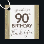 90th Birthday Thank You Gold Elegant Script Favour Favour Tags<br><div class="desc">Lovely faux foil border with shimmering confetti highlights on the top and bottom border. All text is adjustable and easy to change for your own party needs. Great elegant 90th birthday template design.</div>