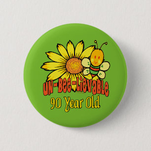 90th Birthday - Unbelievable at 90 Years Old 6 Cm Round Badge