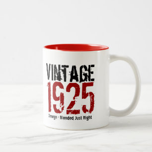 90th Birthday Vintage 1925 or Any Year V01C1 Two-Tone Coffee Mug