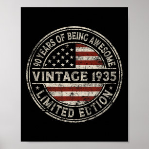 90th Birthday Vintage 1935 Limited Edition America Poster