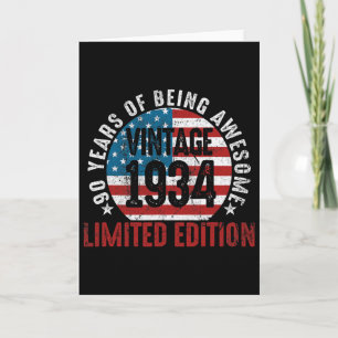 90th Birthday Vintage 19&#; Patriotic Usa Flag 90 Card