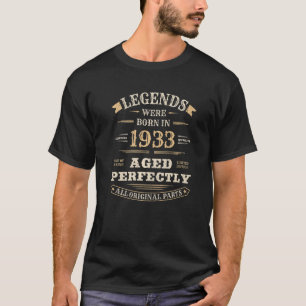 90th Birthday Vintage Legends Born in 1933 90 yea T-Shirt