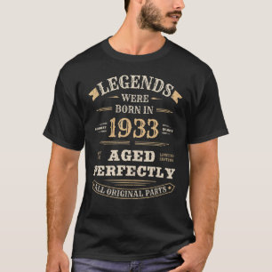 90th Birthday Vintage Legends Born in 1933 90 yea T-Shirt