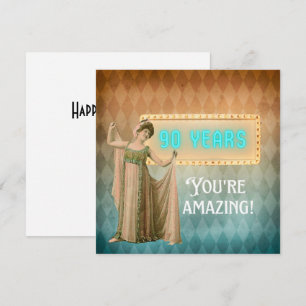 90th Birthday Vintage Singer Flat Birthday Card