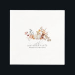 90th Birthday White Pumpkin Fall Flowers Custom Napkin<br><div class="desc">Modern and elegant white pumpkin and fall flowers floral design. The soft watercolor palette is a sophisticated blend of soft pink and dark rich golden yellow and brown. The fall leaves surround the white pumpkin for a special autumn display. Perfect for your fall birthday party.</div>