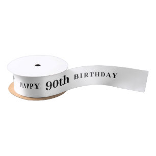 90th Birthday White Ribbon Satin Ribbon