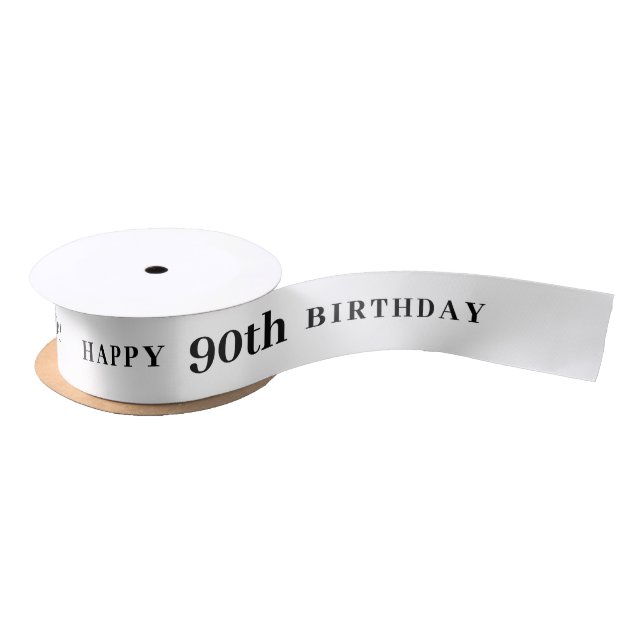 90th Birthday White Ribbon Satin Ribbon (Spool)