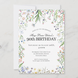 90th Birthday Wildflower Garden Invitation