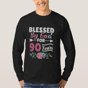 90th Birthday Woman Man Blessed By God For 90 Year T-Shirt
