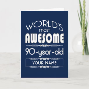 90th Birthday Worlds Best Fabulous Dark Blue Card