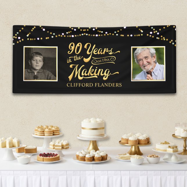 90th Birthday YEARS IN THE MAKING String Lights Banner (Creator Uploaded)