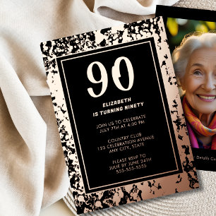 90th Black Rose Gold Photo on Back Custom Template