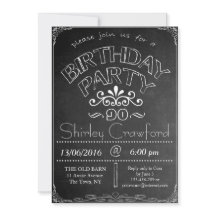 90th Chalkboard Birthday Celebration Invitation