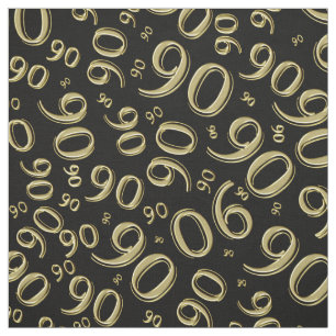 90th  Cool Number Pattern Black and Gold 90 Fabric