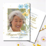 90th Floral Flowers Gold Elegant Photo Birthday Invitation<br><div class="desc">A 90th Birthday Floral field flower Personal Birthday Invitation. The age can be changed for any age not just 90. A pretty white flower and blue foliage background. The information is easily changed to your own custom information with the word surprise able to be removed , the age changed and...</div>