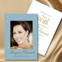 90th Floral Wildflowers Elegant Photo Birthday Invitation