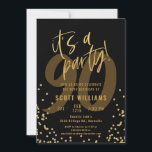 90th Fun Black and Gold Birthday Party Invitation<br><div class="desc">Fun Black and Gold 90th Birthday Party Invitation</div>