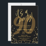 90th Fun Black and Gold Birthday Party Invitation<br><div class="desc">Fun Black and Gold 90th Birthday Party Invitation</div>