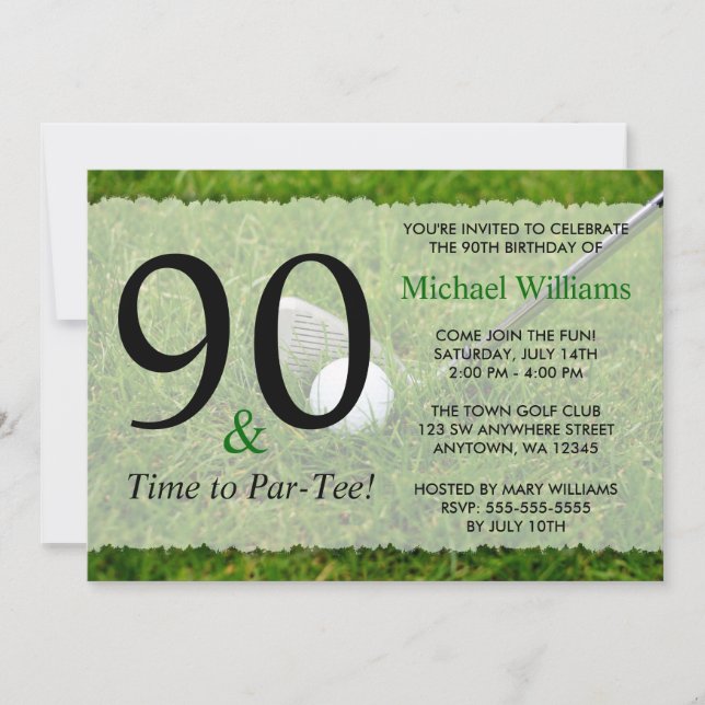 90th Golf Birthday Party Invitations (Front)